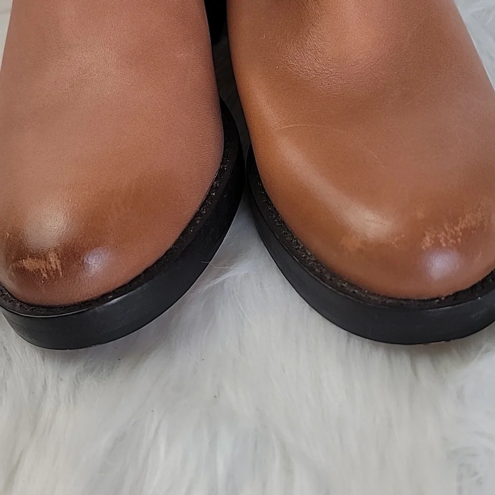 J.CREW‎ Tan Leather Over-The-Knee Fold Over Preppy Western Equestrian Boots 8.5